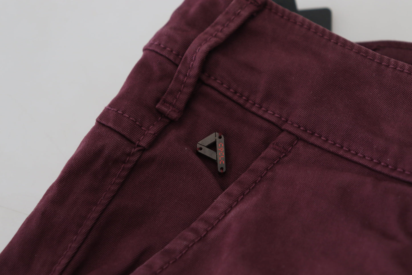 CYCLE Maroon Cotton Skinny Fit Trousers