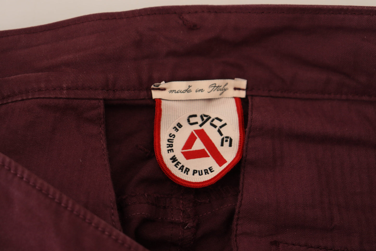 CYCLE Maroon Cotton Skinny Fit Trousers