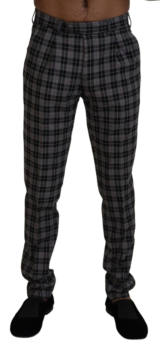 BENCIVENGA Elegant gray checked men's chinos