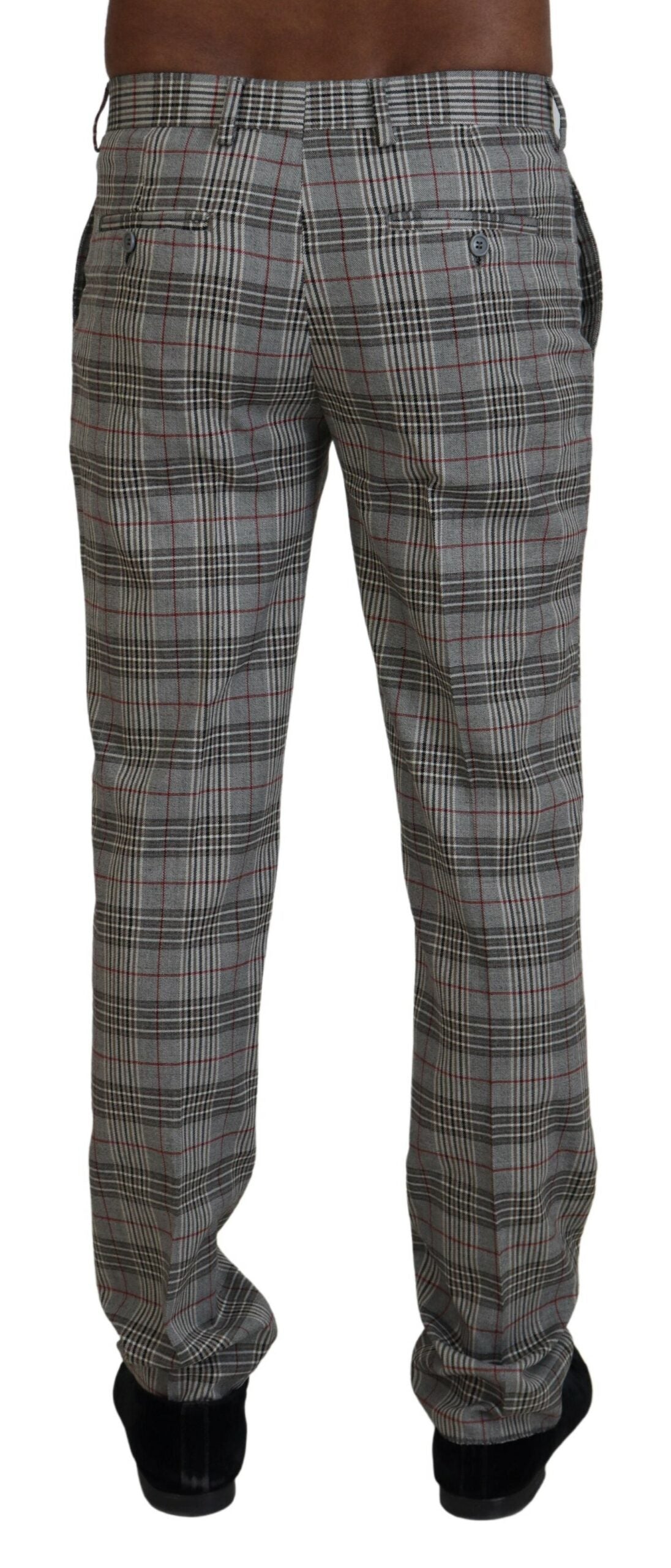 BENCIVENGA Elegant gray checked slim men's trousers