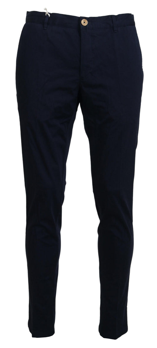 Domenico Tagliente Elegante dunkelblaue schmale Chino-Hose