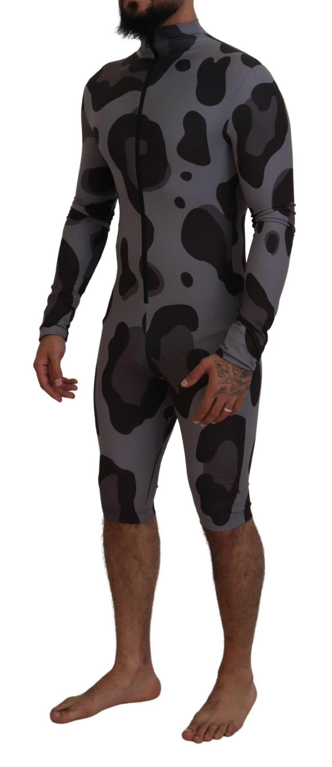 Dolce &amp; Gabbana Elite Grey Patterned Men's Wetsuit Swimwear