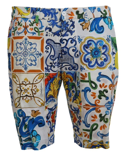 Dolce &amp; Gabbana Majolica Print Casual Chinos Shorts