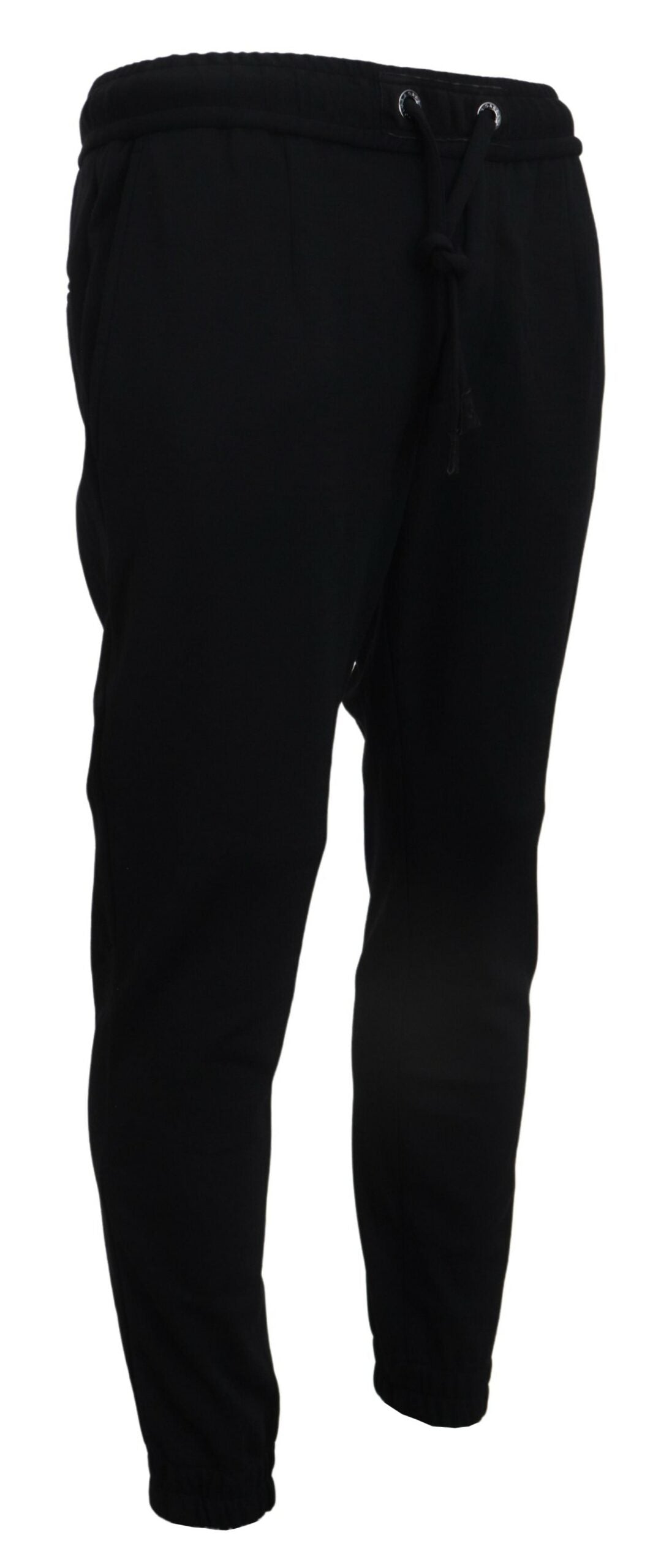 Dolce & Gabbana Glatte schwarze Sweatpants aus Wollmischung