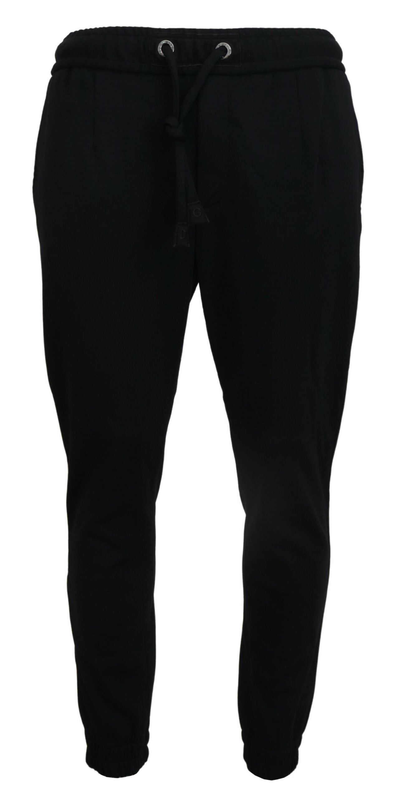 Dolce & Gabbana Glatte schwarze Sweatpants aus Wollmischung