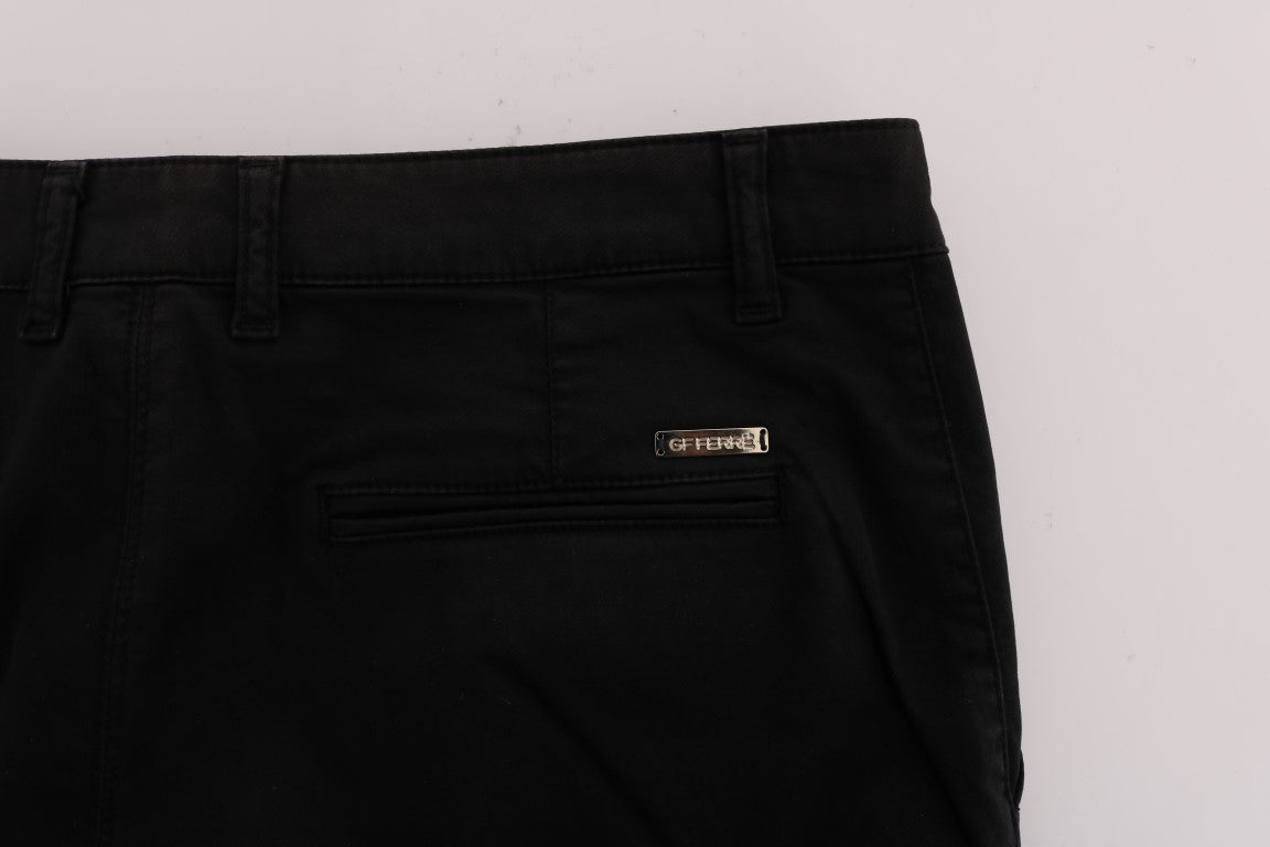 GF Ferre Elegante Slim Fit Hose aus schwarzer Baumwolle