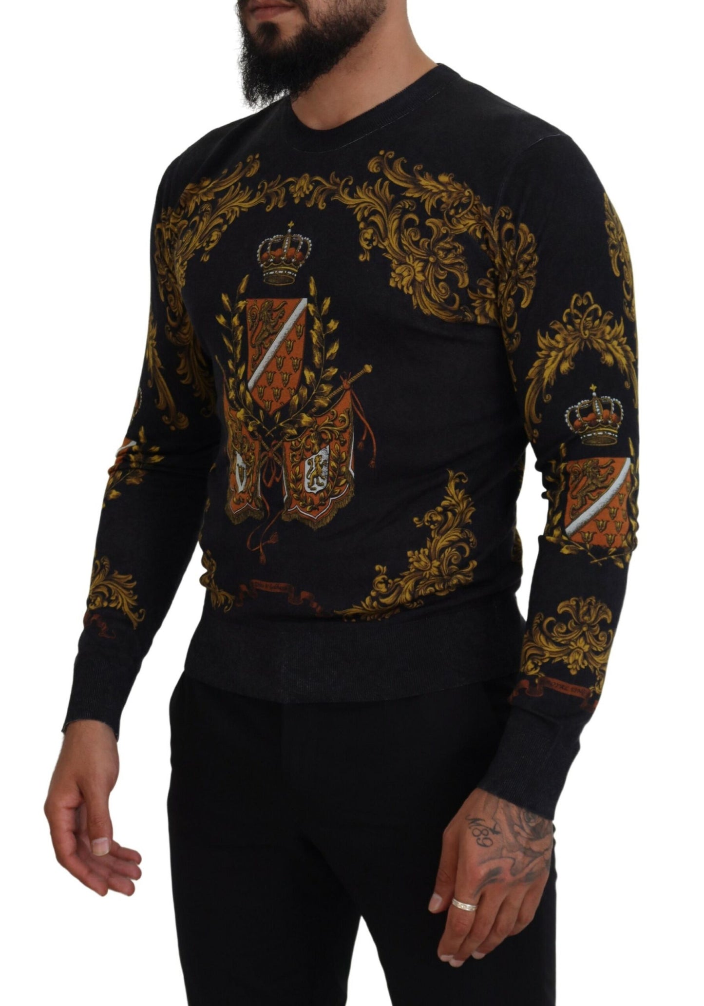 Dolce &amp; Gabbana silk sweater with baroque medal motifs