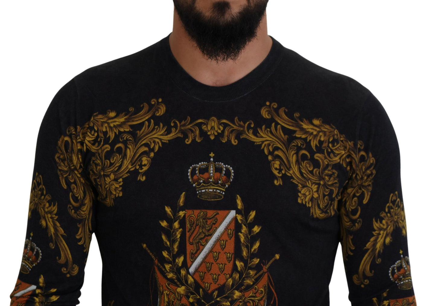 Dolce &amp; Gabbana silk sweater with baroque medal motifs