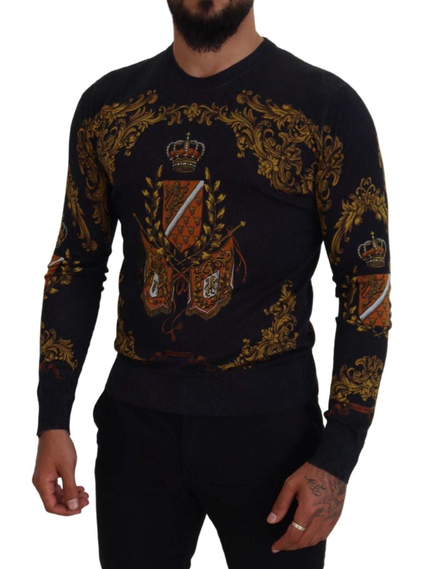 Dolce &amp; Gabbana silk sweater with baroque medal motifs