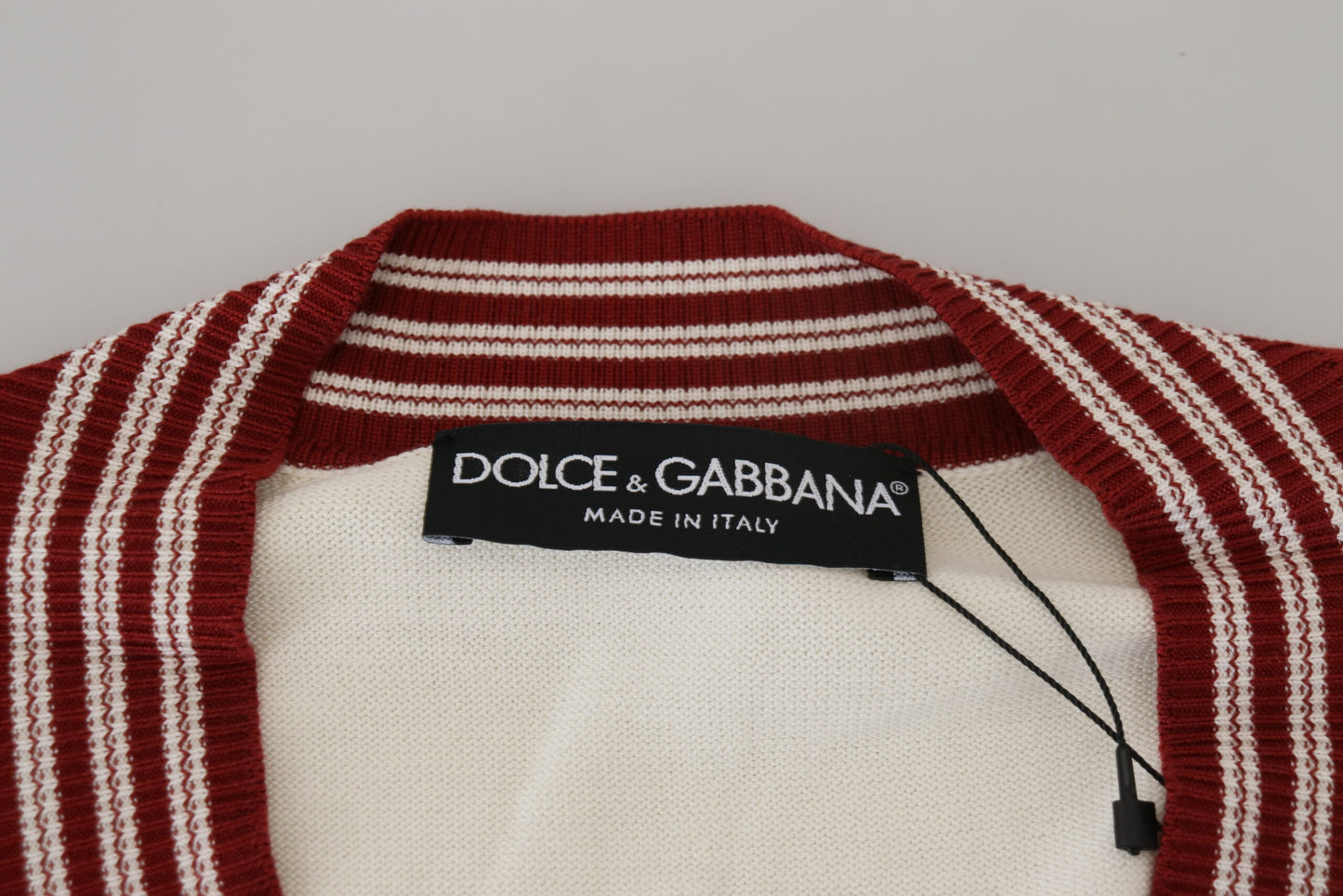 Dolce &amp; Gabbana White V-neck sweater in silk and cotton