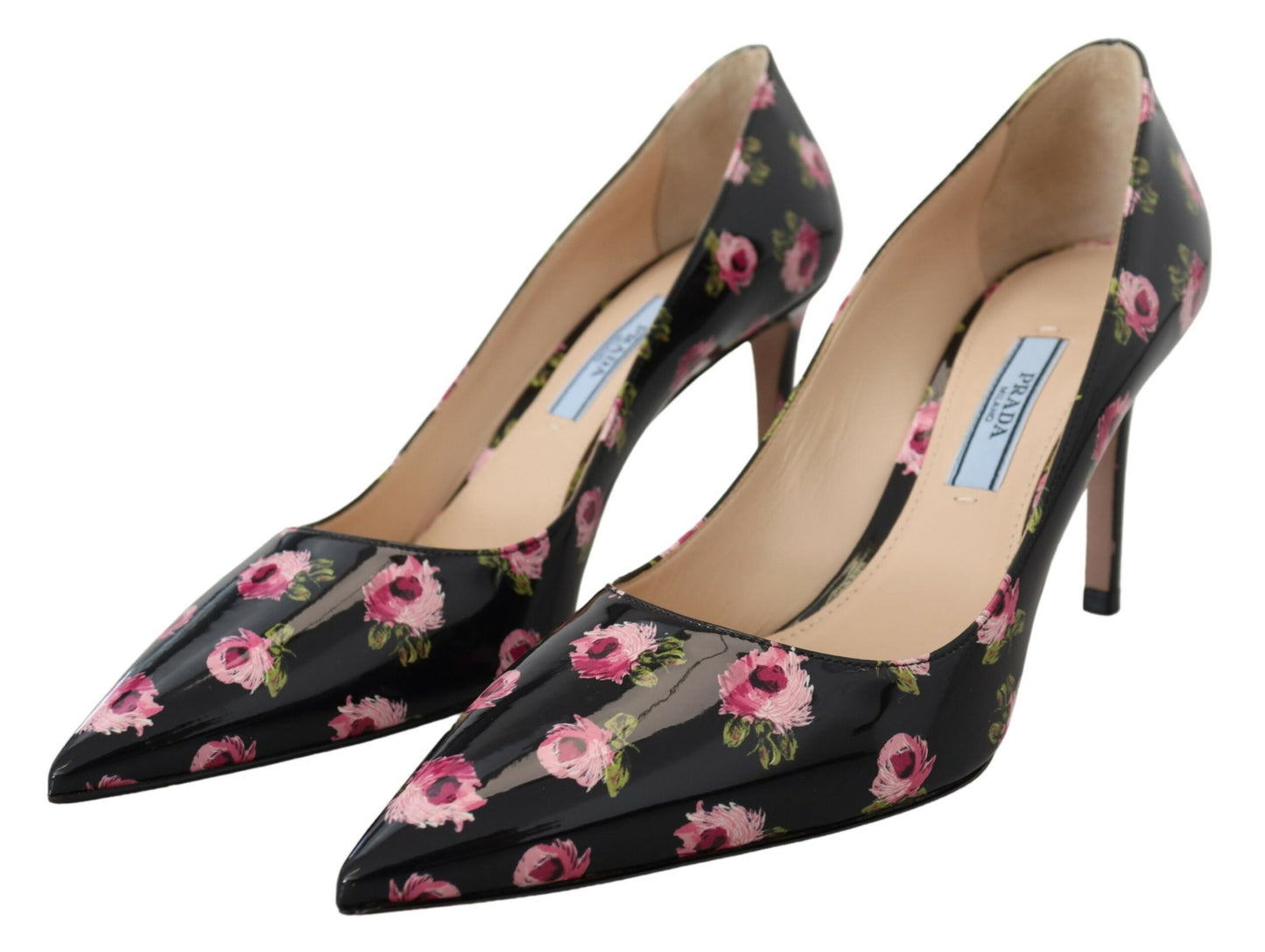 Prada Elegant leather pumps with floral print