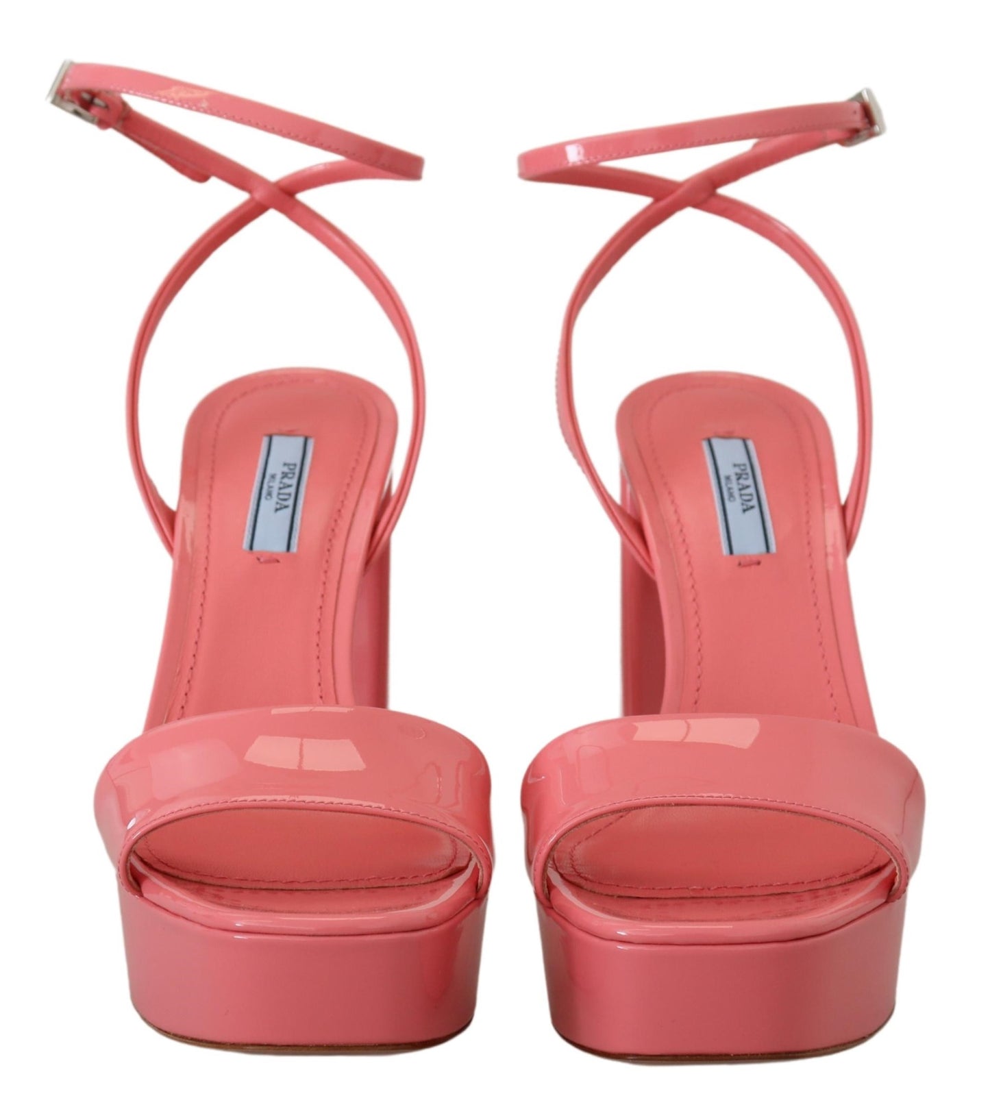 Prada Chic pink patent leather platform sandals