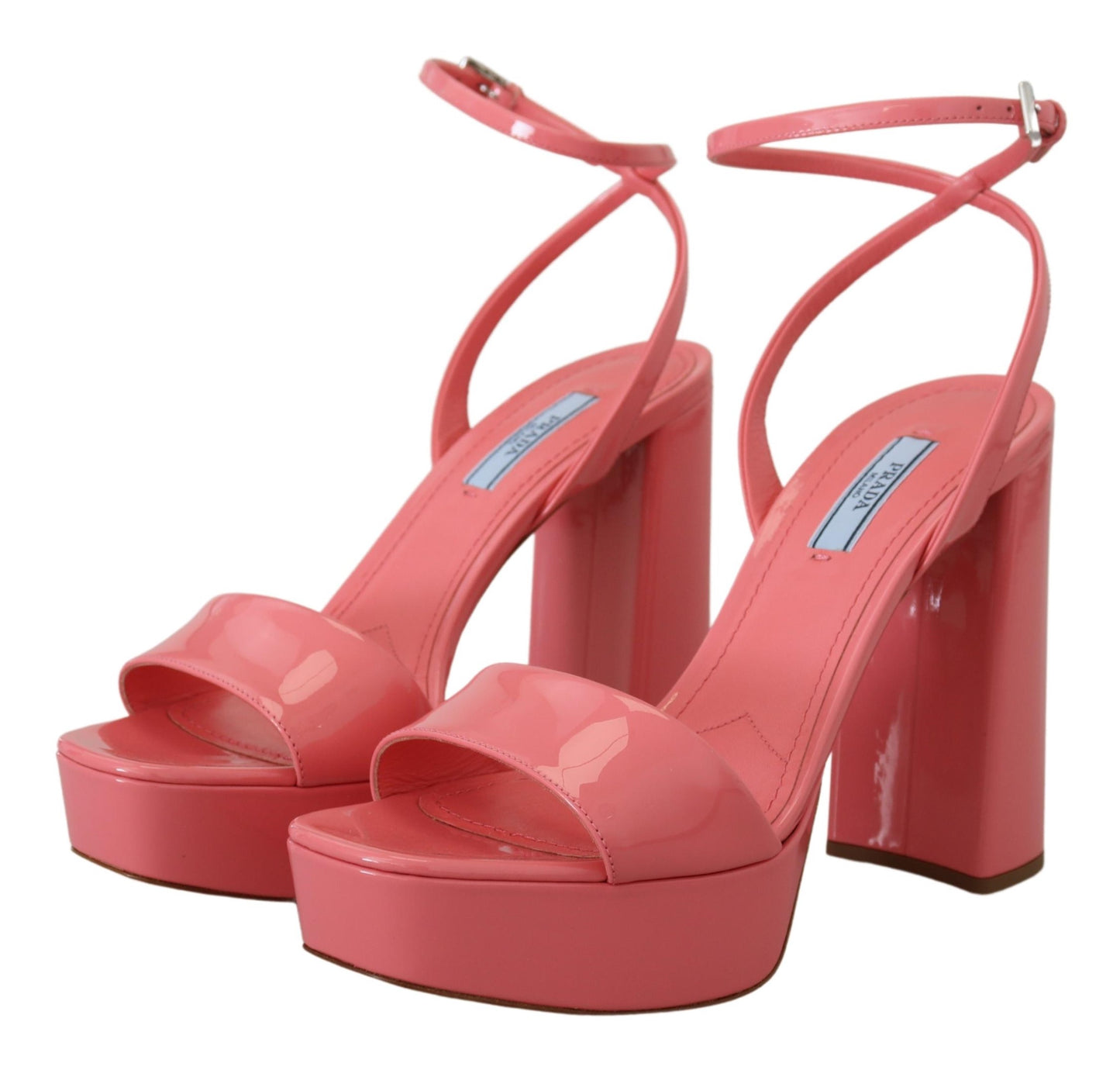 Prada Chic pink patent leather platform sandals