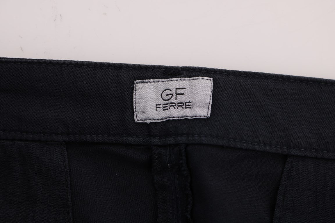 GF Ferre Glatte blaue Baumwoll-Stretch-Hose für Männer