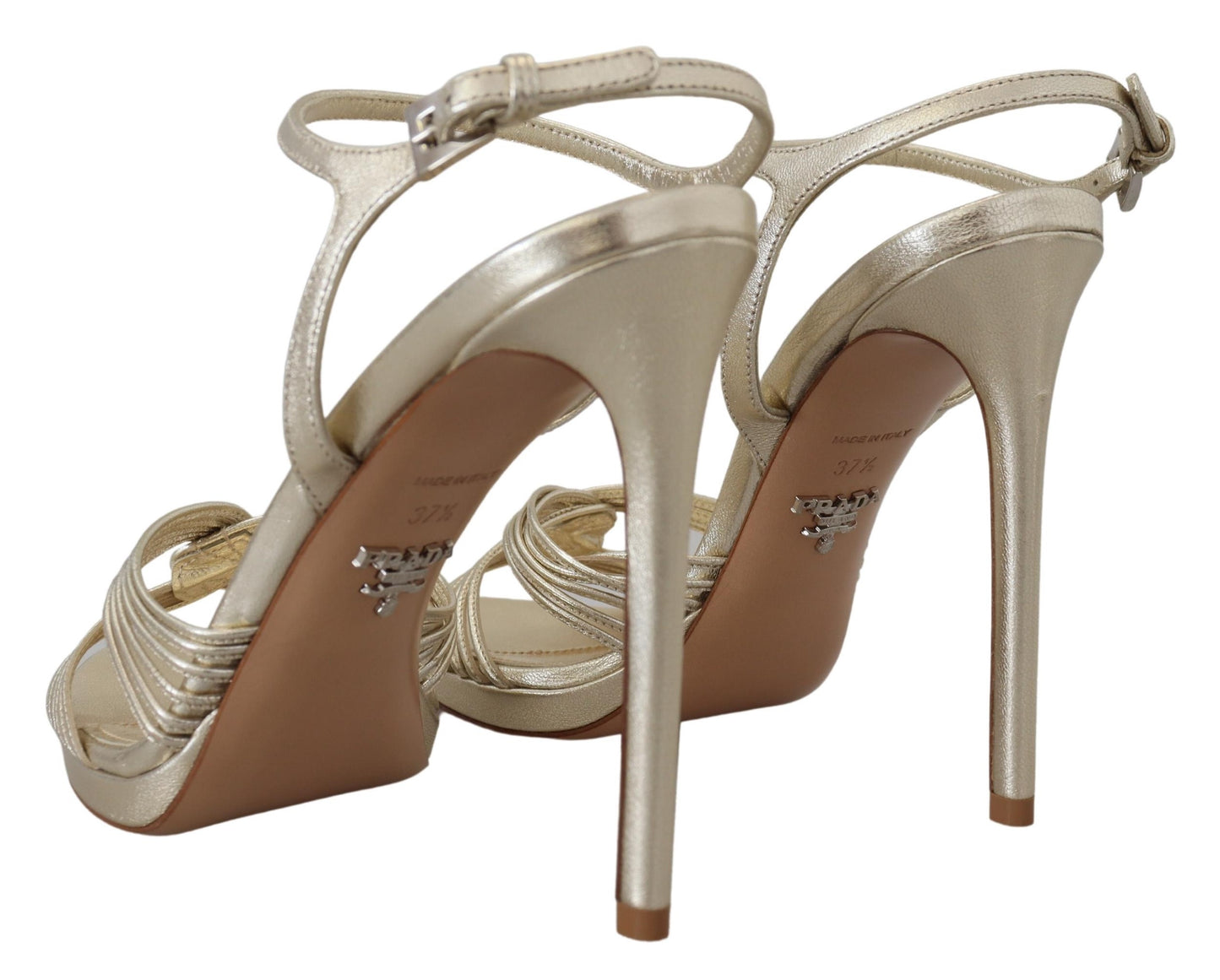 Prada Elegant Gold Stiletto Sandals