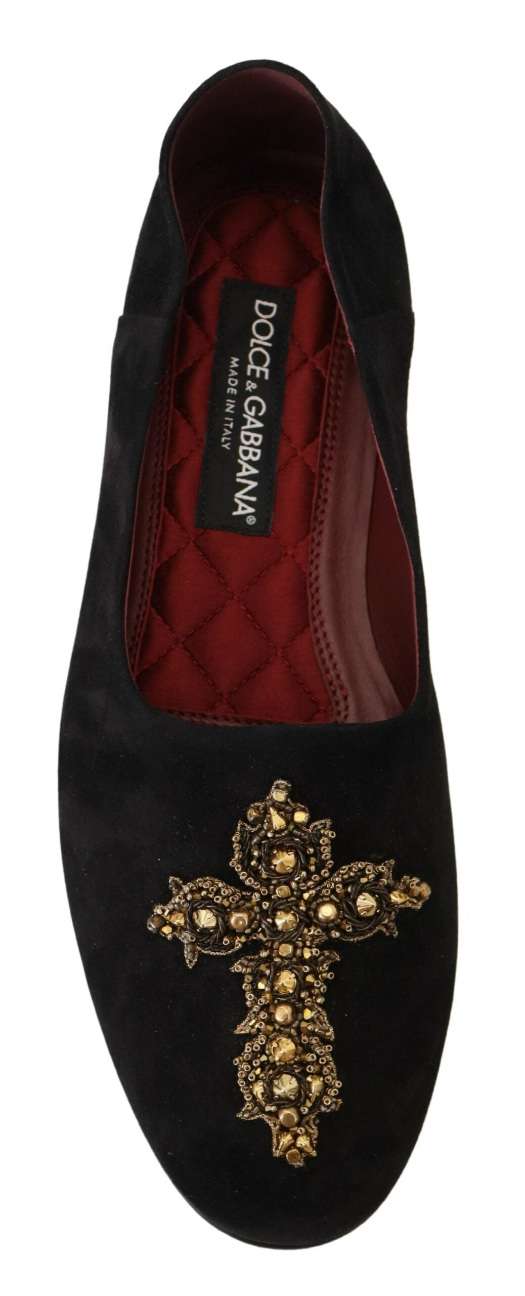 Dolce &amp; Gabbana Black and Gold Crystal Sequin Loafers