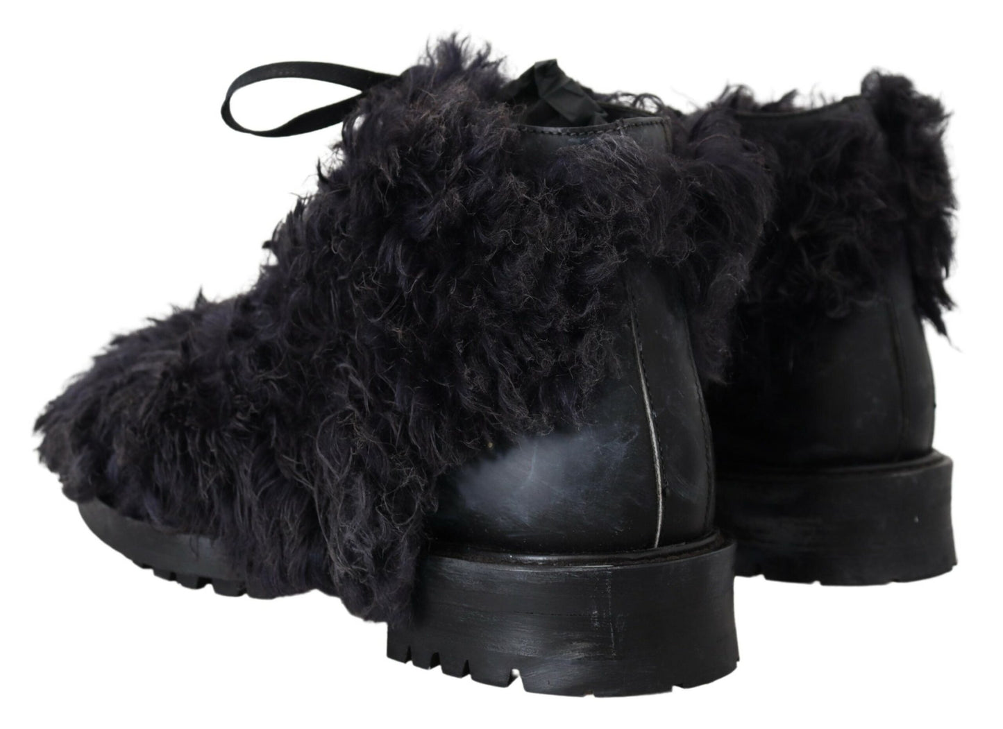 Dolce &amp; Gabbana Black Leather Shearling Boots