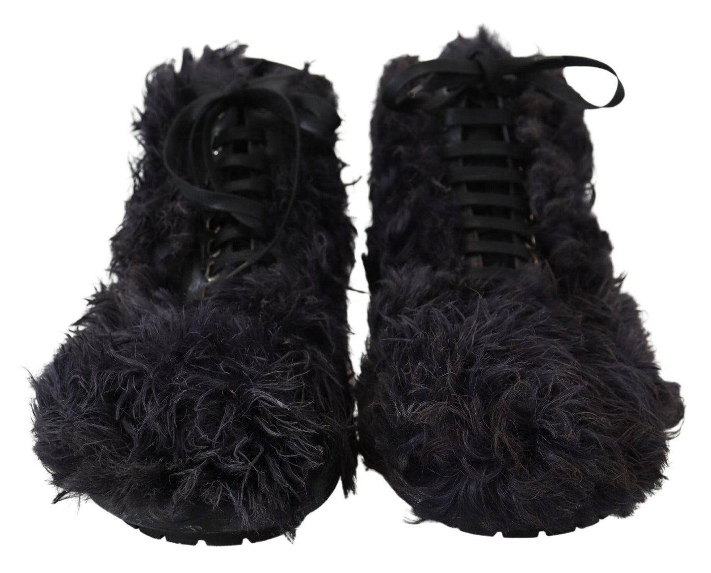 Dolce &amp; Gabbana Black Leather Shearling Boots