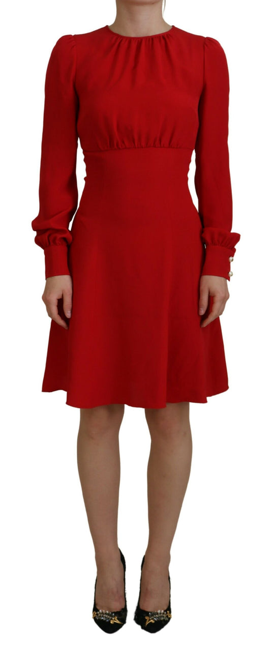 Dolce & Gabbana Elegantes knielanges Kleid aus roter Seide in A-Linie