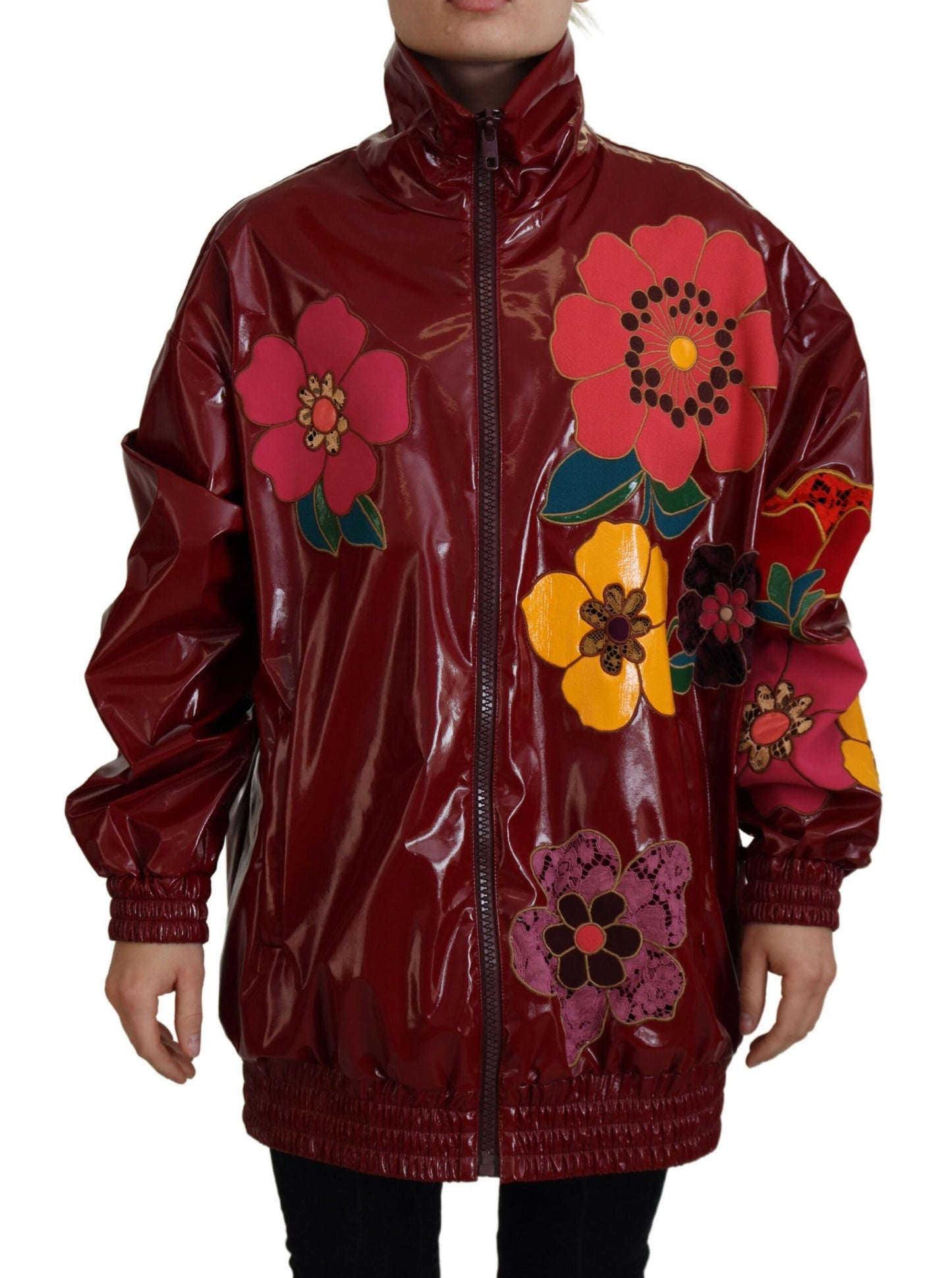 Dolce &amp; Gabbana Maroon Floral Luxe Jacket