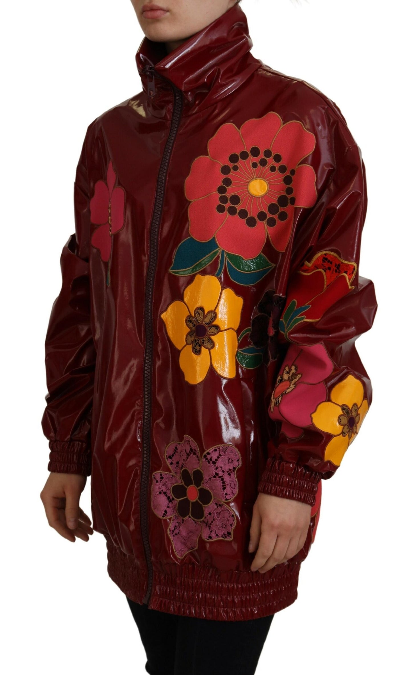 Dolce &amp; Gabbana Maroon Floral Luxe Jacket