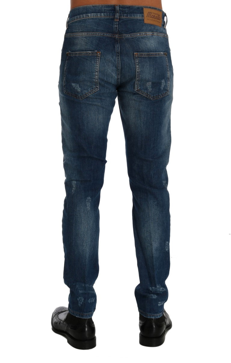 Frankie Morello Schicke Slim Fit Jeans mit blauer Waschung