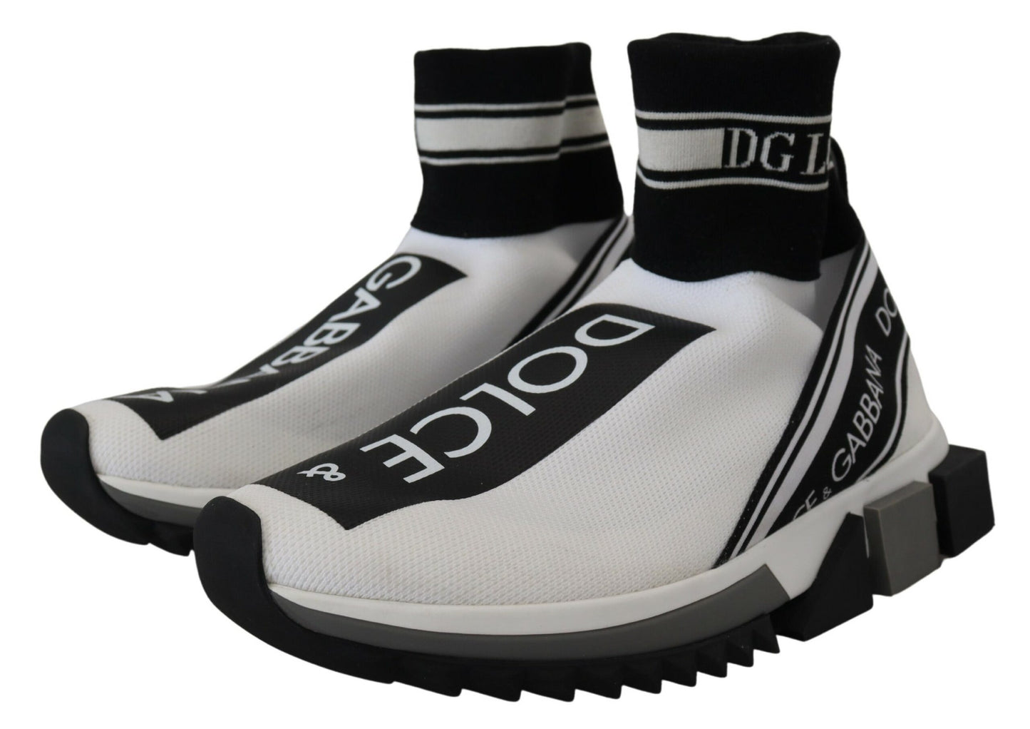 Dolce &amp; Gabbana Chic Sorrento Slip-On Sneakers in Black and White