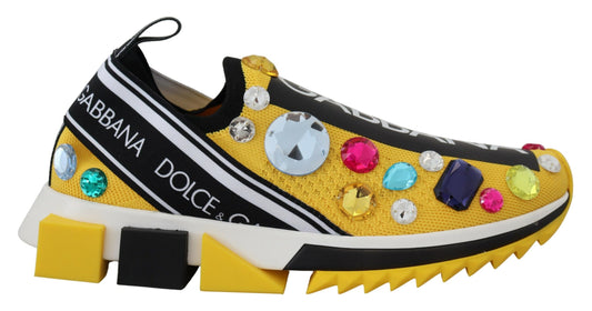 Dolce &amp; Gabbana Exquisite Yellow Techno Fabric Sneakers