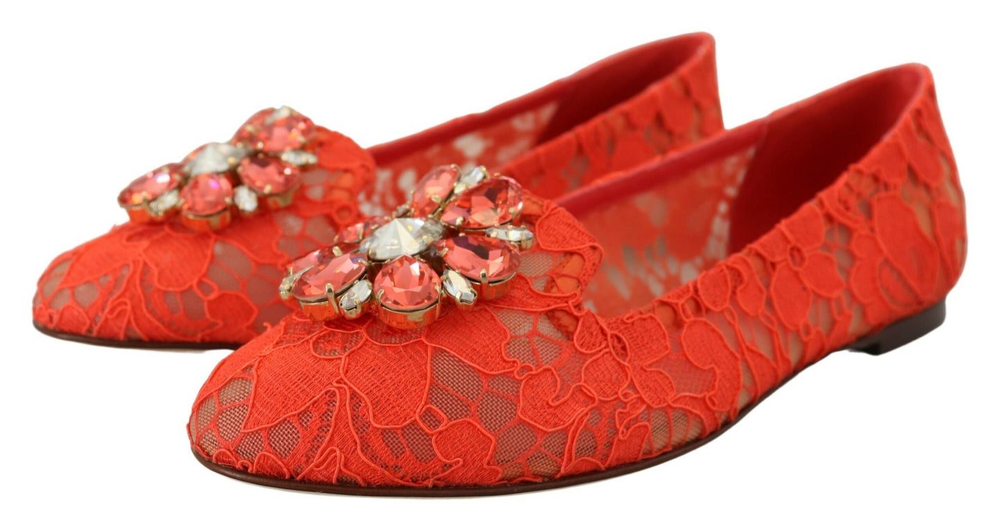 Dolce &amp; Gabbana Elegant Lace Vally Flats in Coral