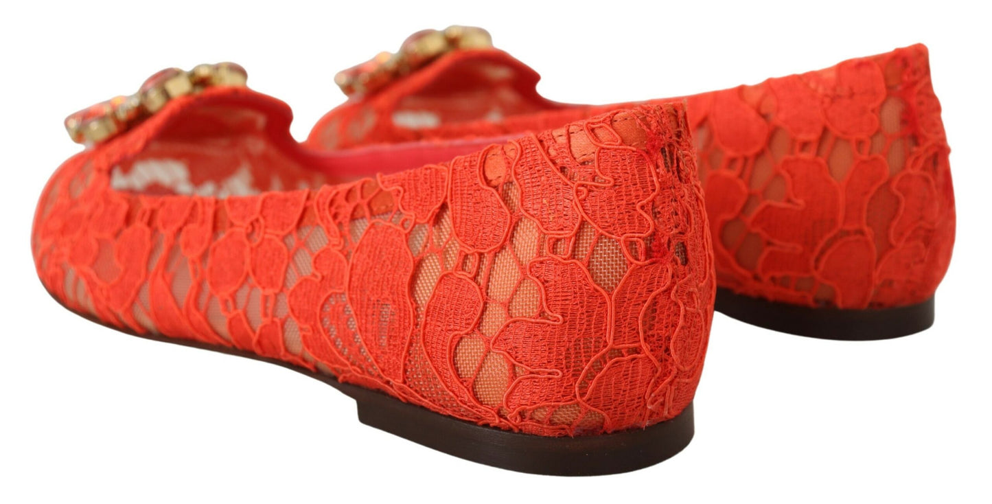 Dolce &amp; Gabbana Elegant Lace Vally Flats in Coral