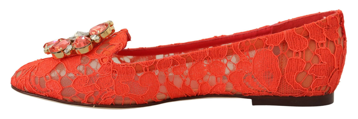 Dolce &amp; Gabbana Elegant Lace Vally Flats in Coral