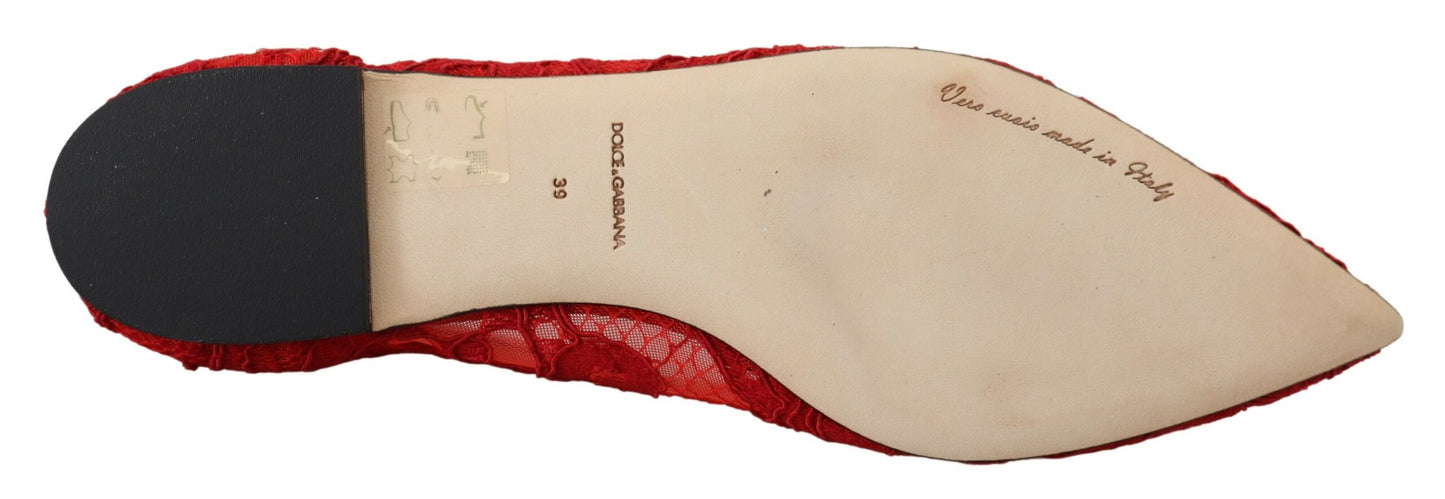 Dolce &amp; Gabbana Red Flats with Crystal Embellishment