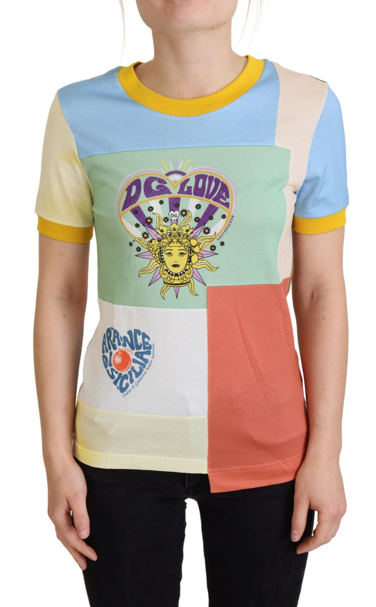 Dolce &amp; Gabbana Patchwork Cotton Round Neck T-Shirt