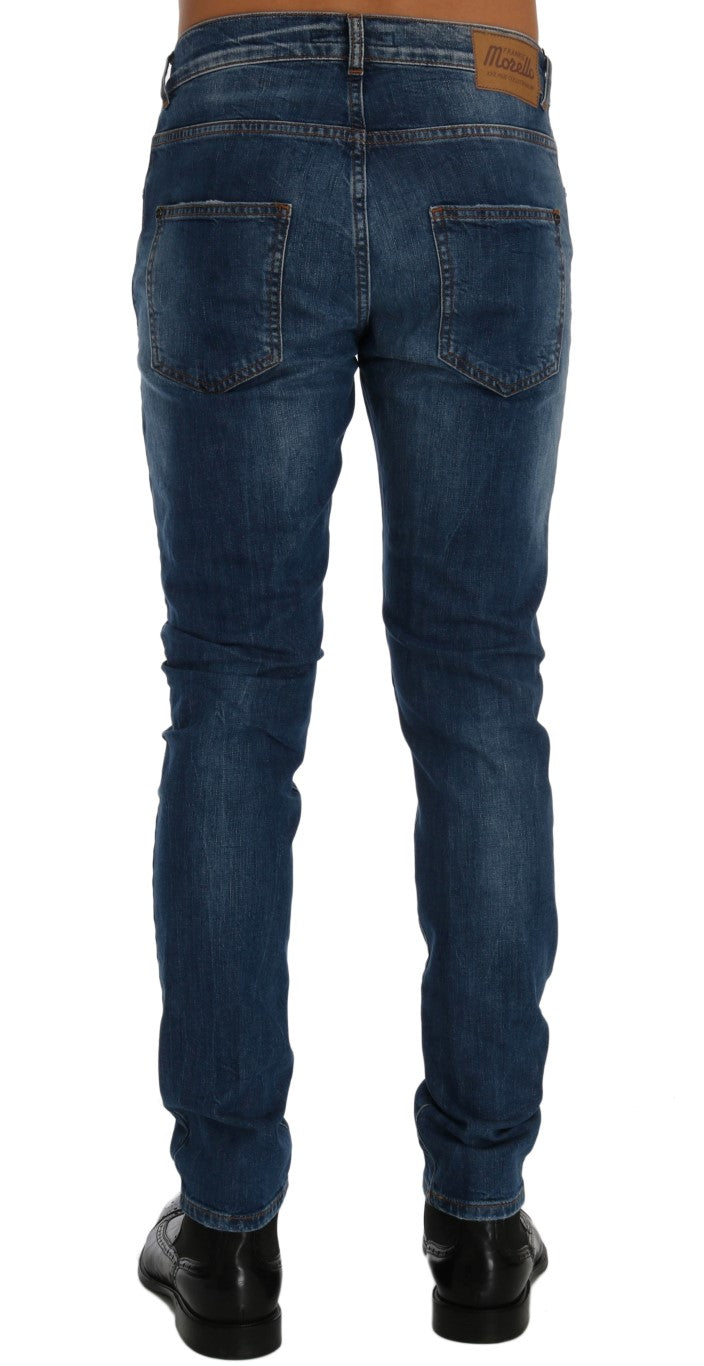 Frankie Morello Chic Slim Fit Blaue Distressed Jeans