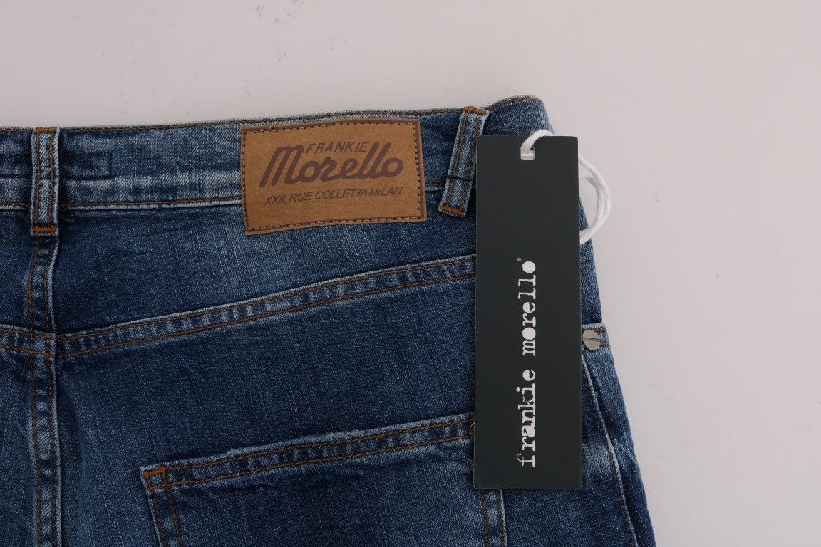 Frankie Morello Chic Slim Fit Blaue Distressed Jeans