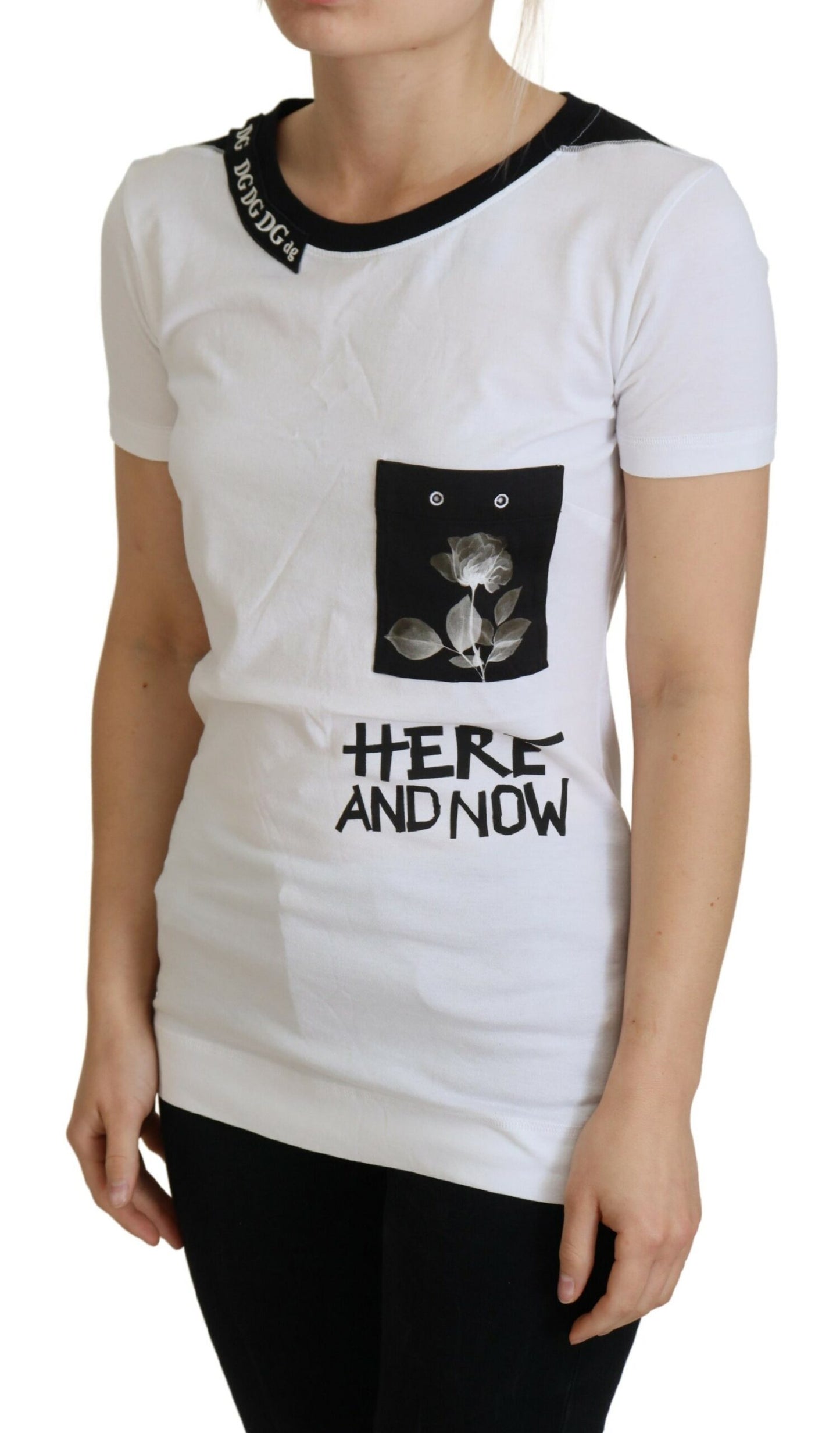 Dolce &amp; Gabbana Chic monochrome 'Here and Now' cotton T-shirt