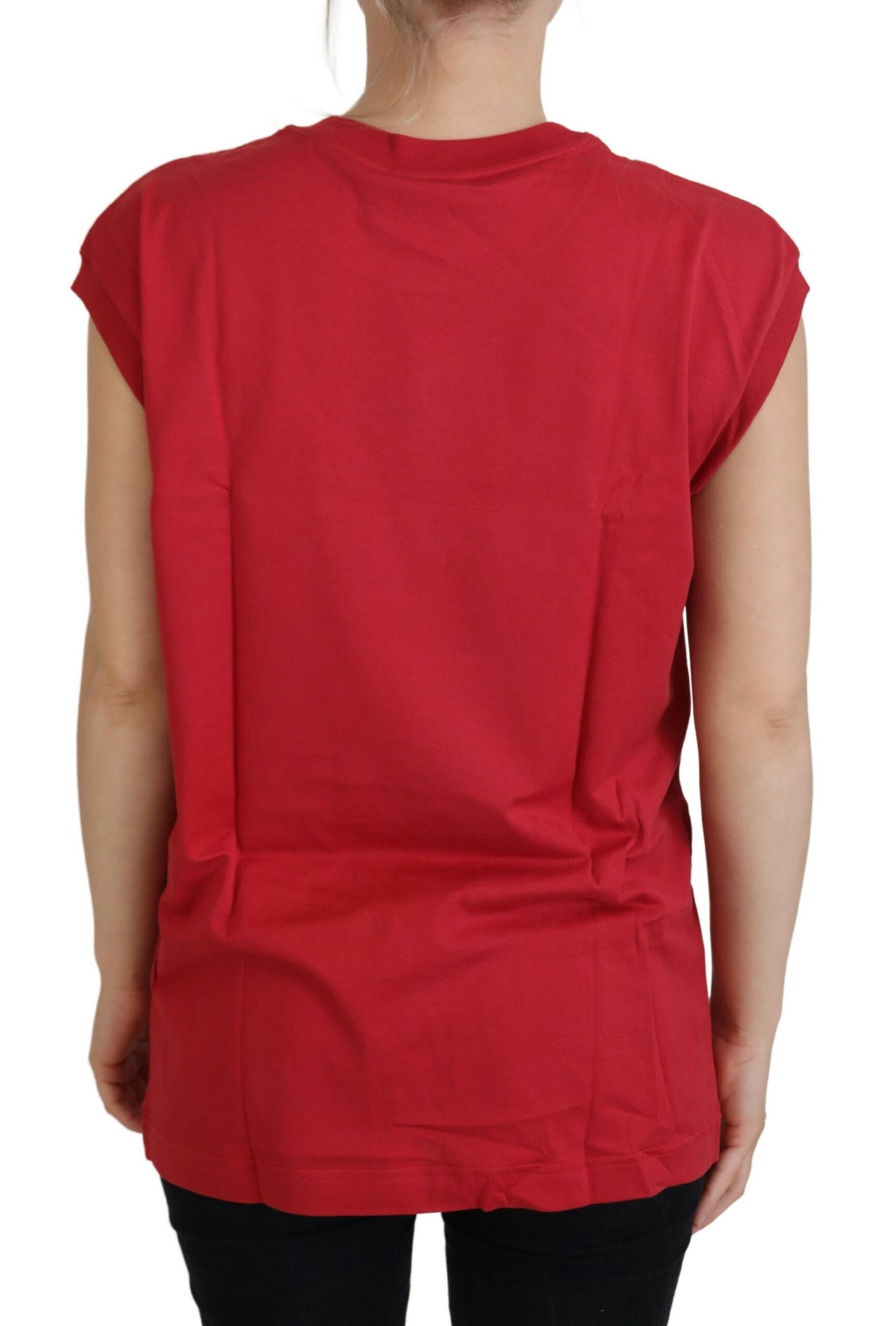 Dolce &amp; Gabbana Elegant red sleeveless cotton tank top