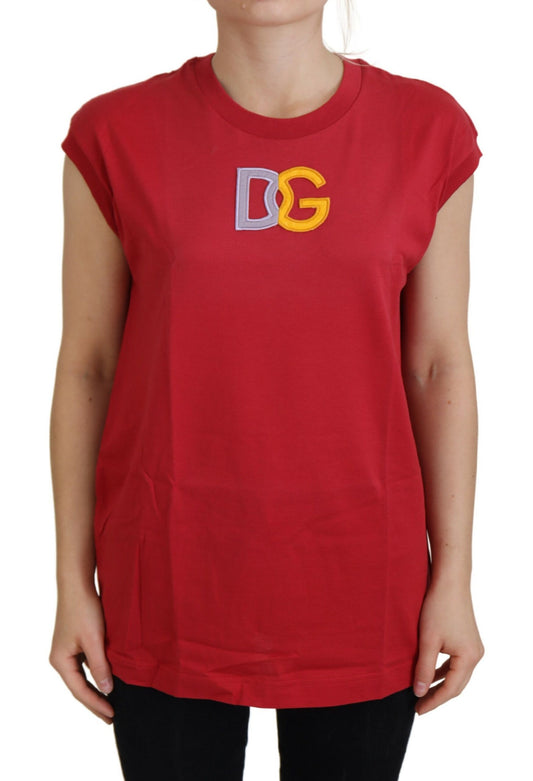 Dolce &amp; Gabbana Elegant red sleeveless cotton tank top