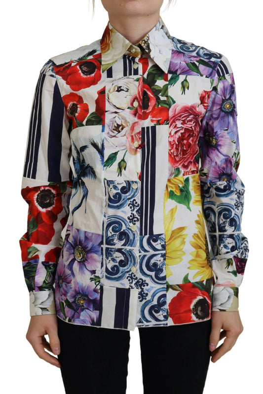 Dolce &amp; Gabbana Elegant long-sleeved top in floral cotton