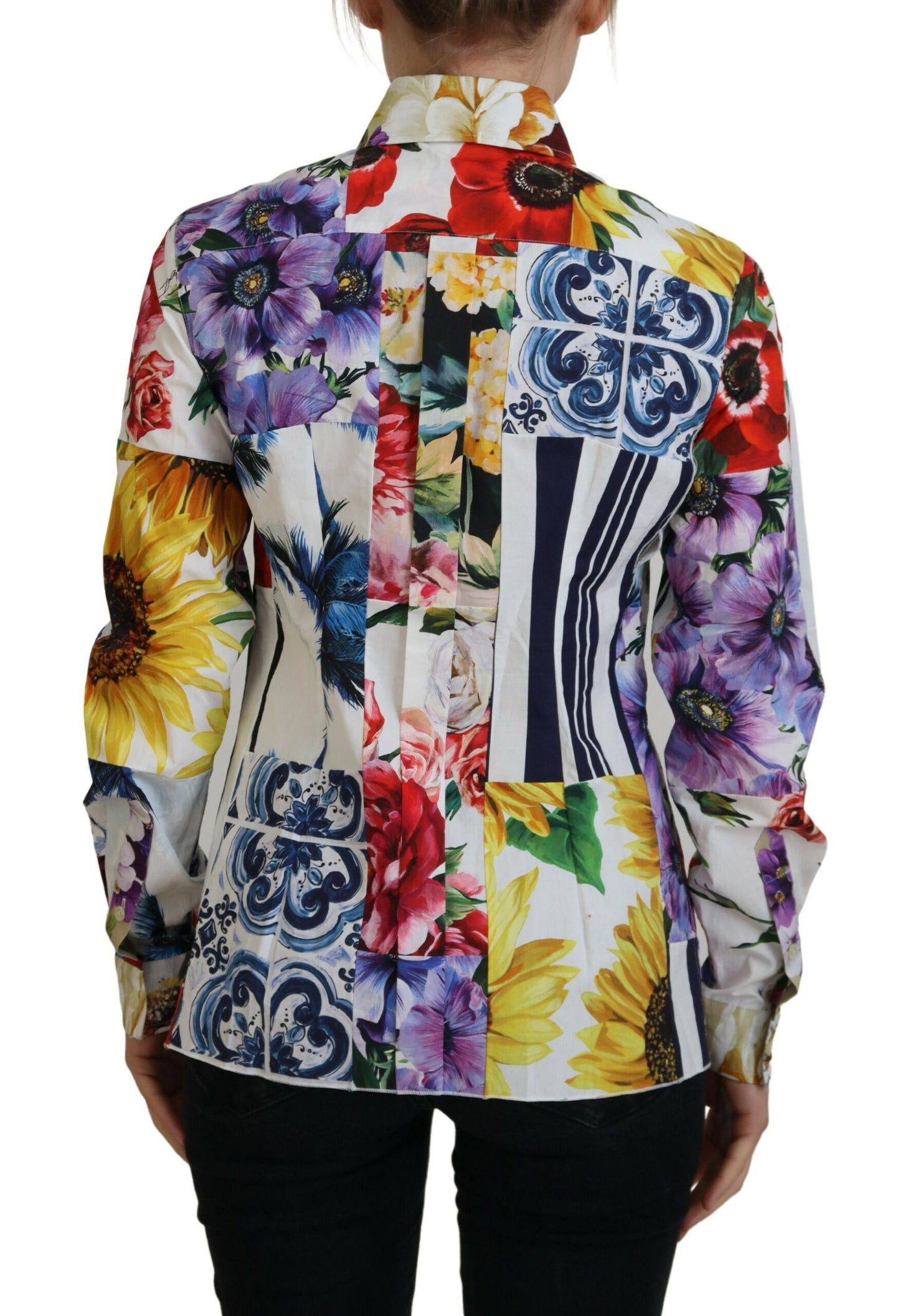 Dolce &amp; Gabbana Elegant long-sleeved top in floral cotton