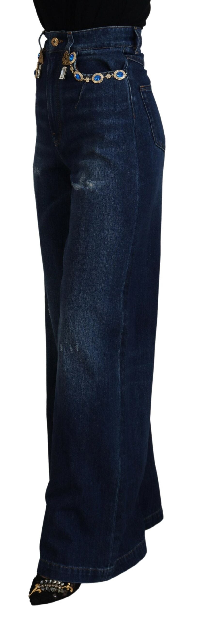 Dolce &amp; Gabbana Embellished Designer Straight Leg Jeans