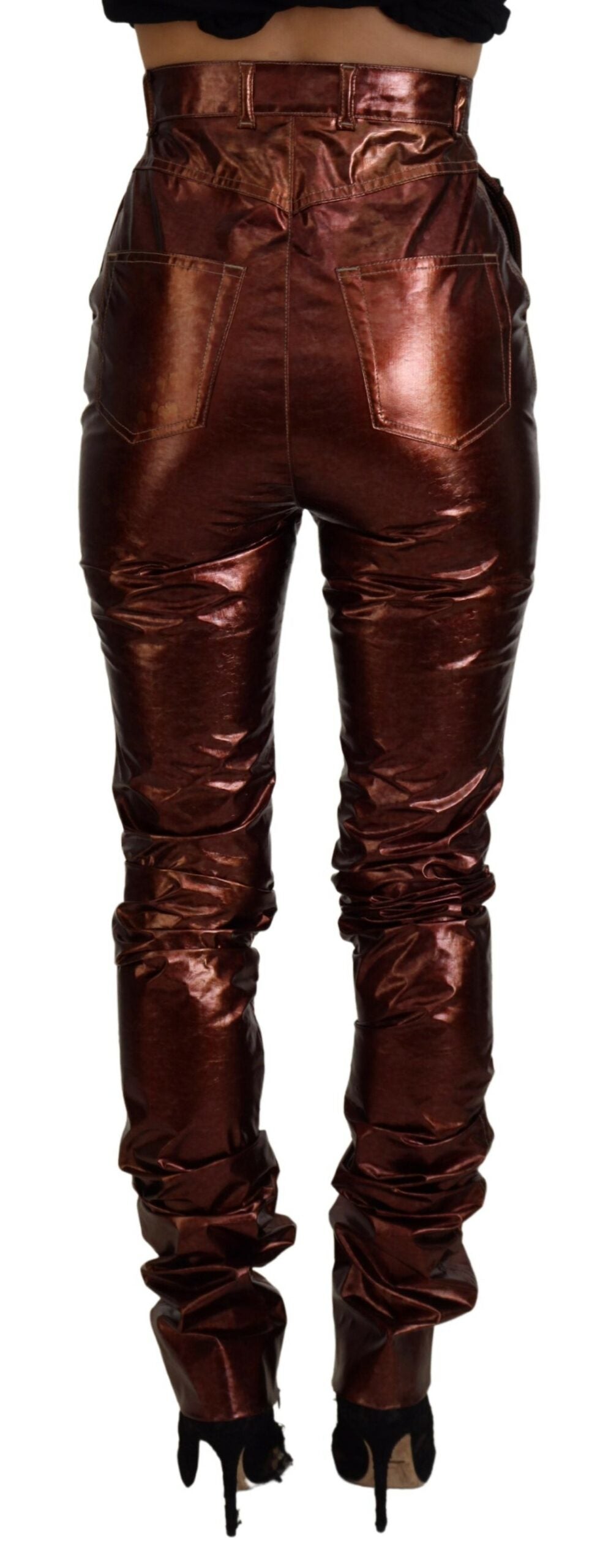 Dolce &amp; Gabbana high-waisted skinny jeans in metallic bronze