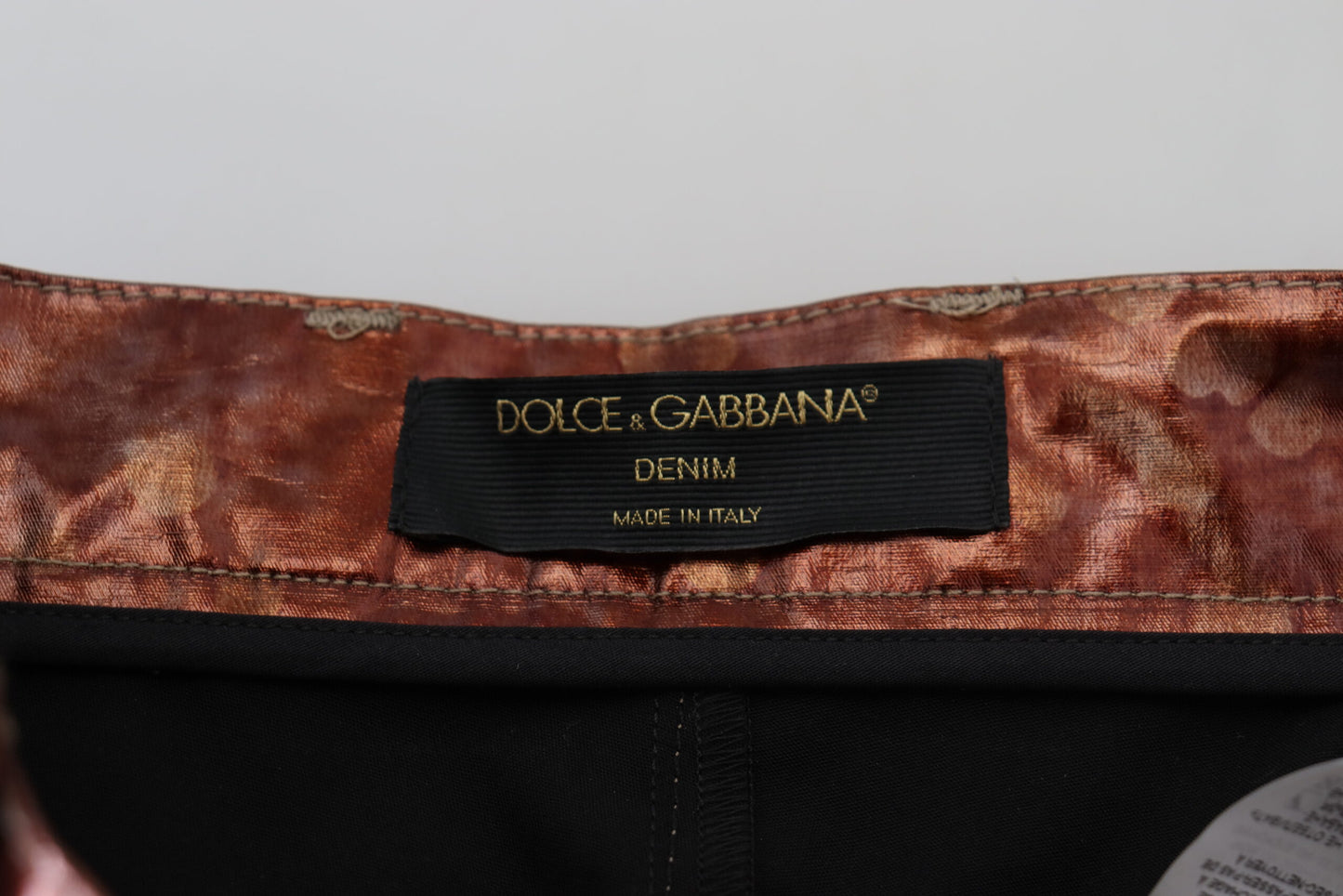 Dolce &amp; Gabbana high-waisted skinny jeans in metallic bronze