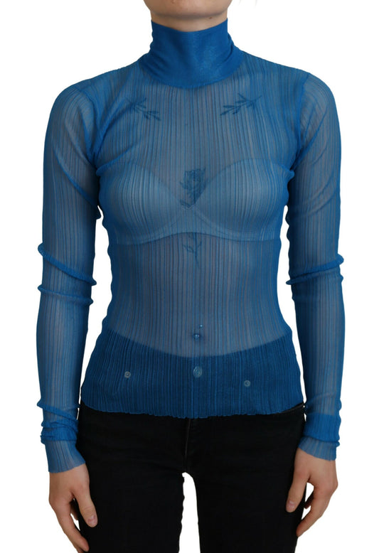 Dolce &amp; Gabbana Elegant Blue Mesh Blouse Top