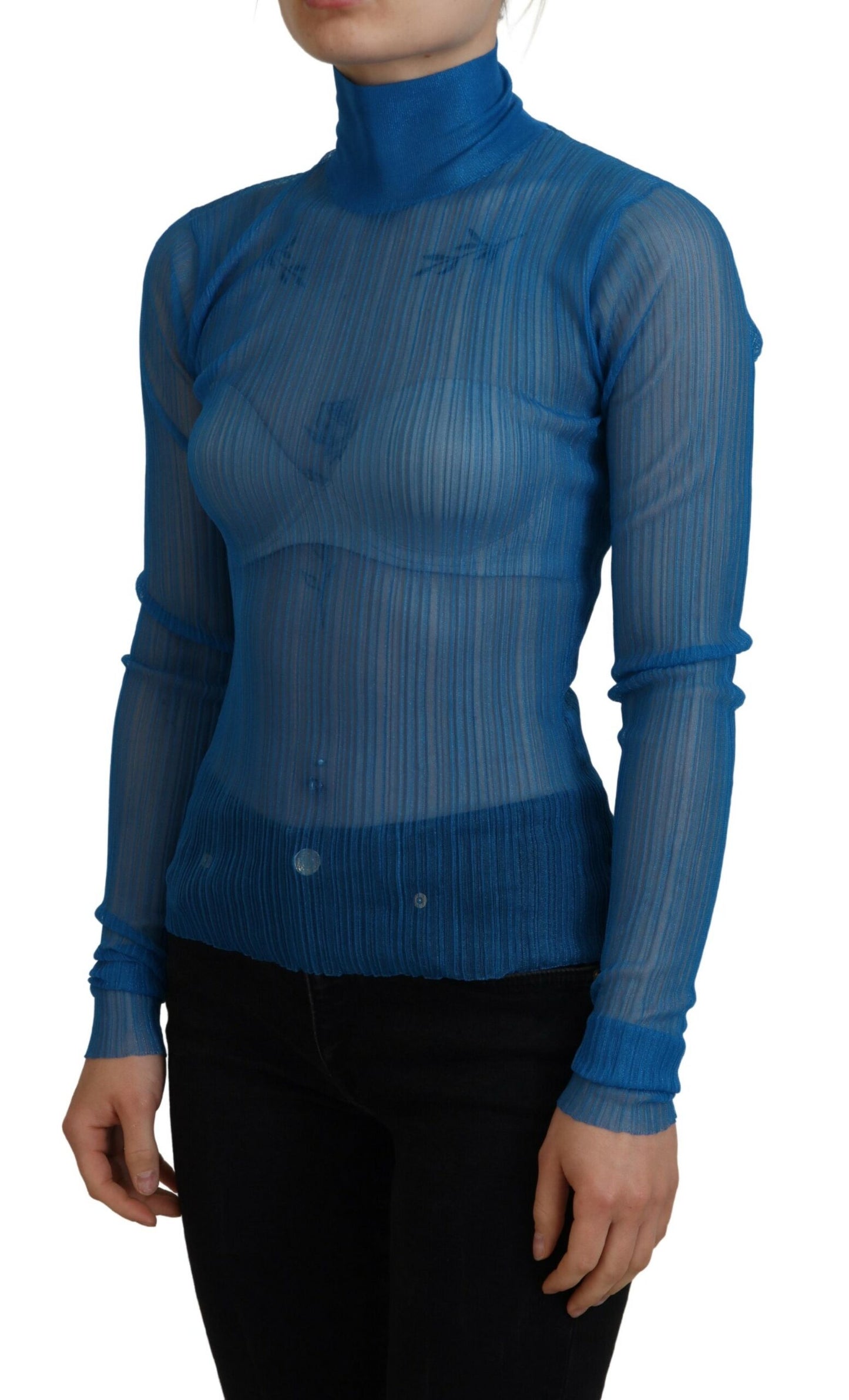 Dolce &amp; Gabbana Elegant Blue Mesh Blouse Top