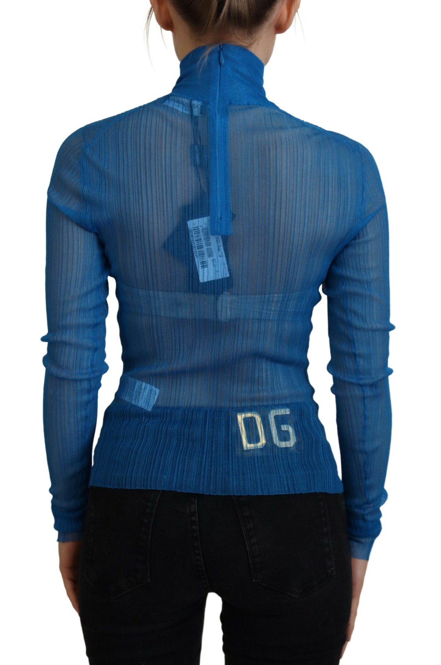 Dolce &amp; Gabbana Elegant Blue Mesh Blouse Top