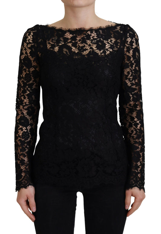 Dolce &amp; Gabbana Elegant long-sleeved top made of floral lace