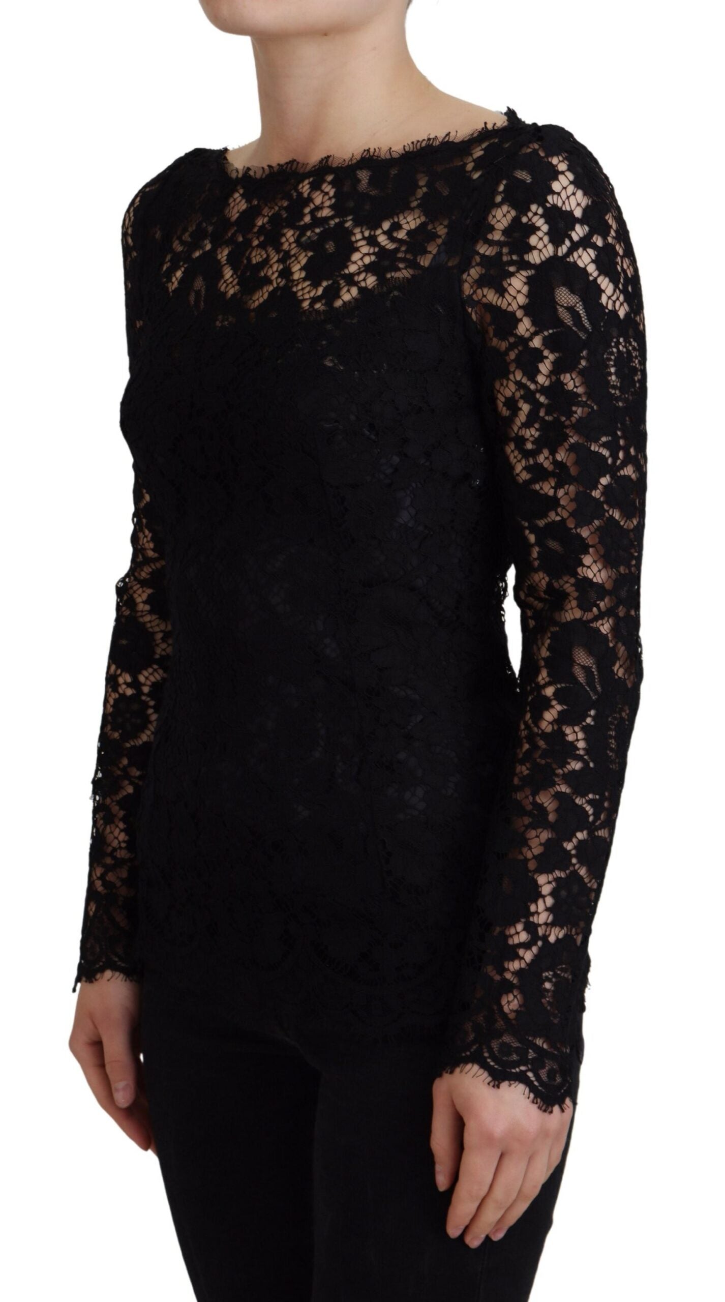 Dolce &amp; Gabbana Elegant long-sleeved top made of floral lace