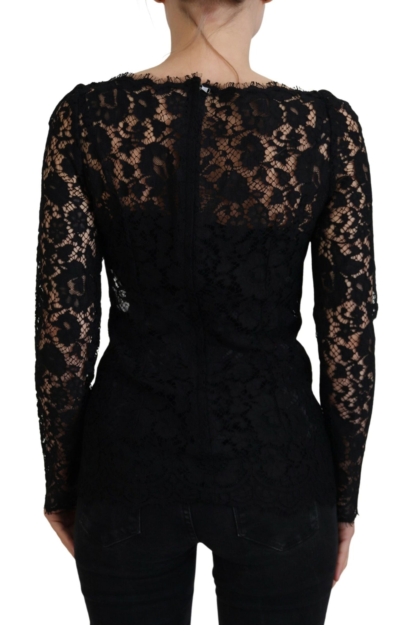 Dolce &amp; Gabbana Elegant long-sleeved top made of floral lace