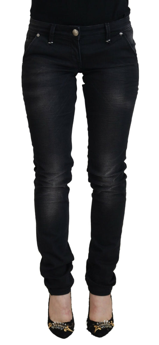 Eight Slim Black Washed Skinny Jeans with Low Waist